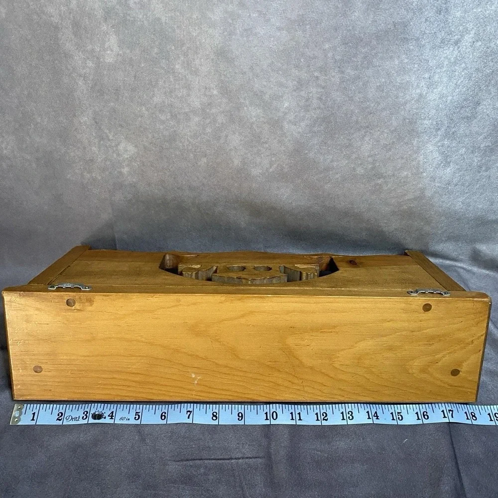 Vintage Handmade Wood Heart Cutout Wall Shelf Noah's Ark w/ 2 Pegs Nursery